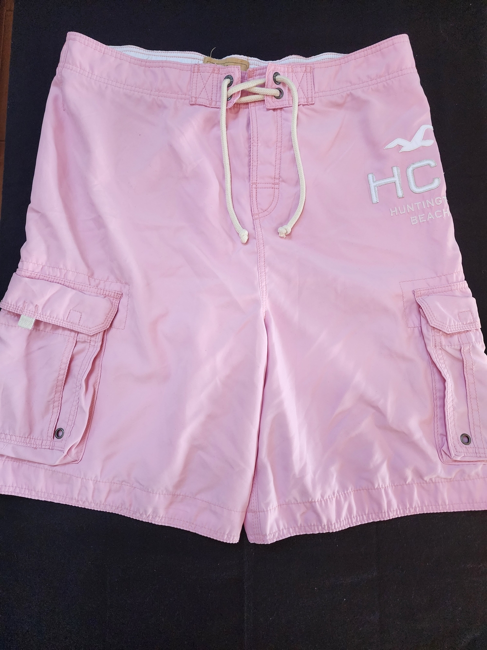 Hollister Light Pink Cargo Swim Shorts with Drawstring. NWOT.